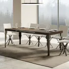 Uitschuifbare keukentafel in antraciet hout en ijzer Made in Italy - Sassone Viadurini