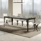 Uitschuifbare keukentafel in antraciet hout en ijzer Made in Italy - Sassone Viadurini