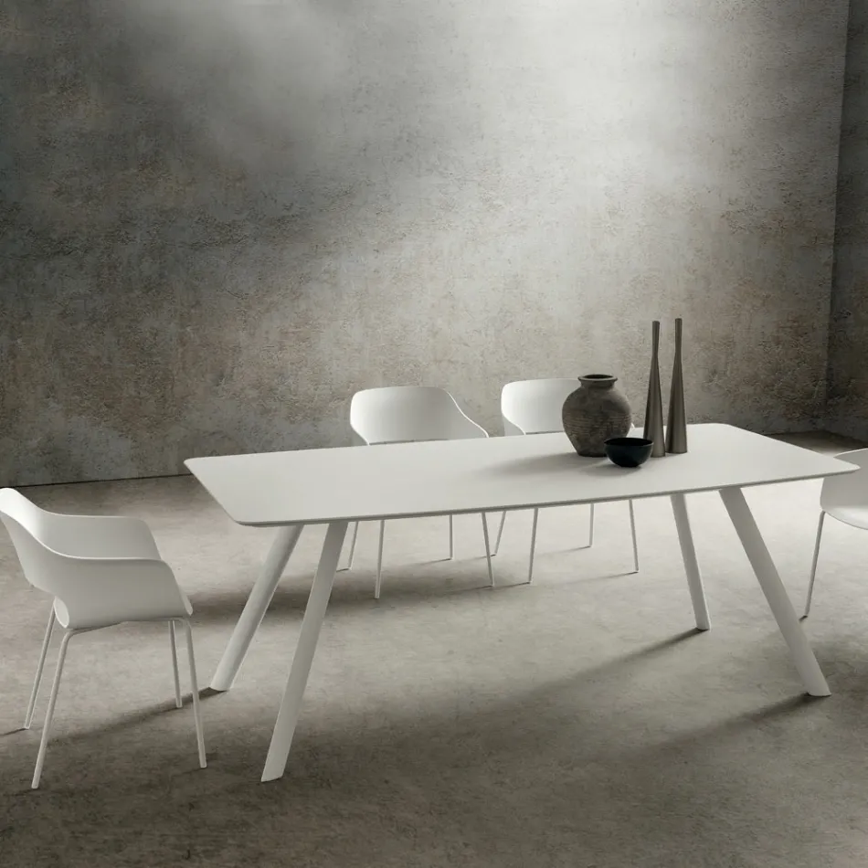 Keukentafel met tonblad in Fenix Made in Italy, luxe - Lingotto Viadurini