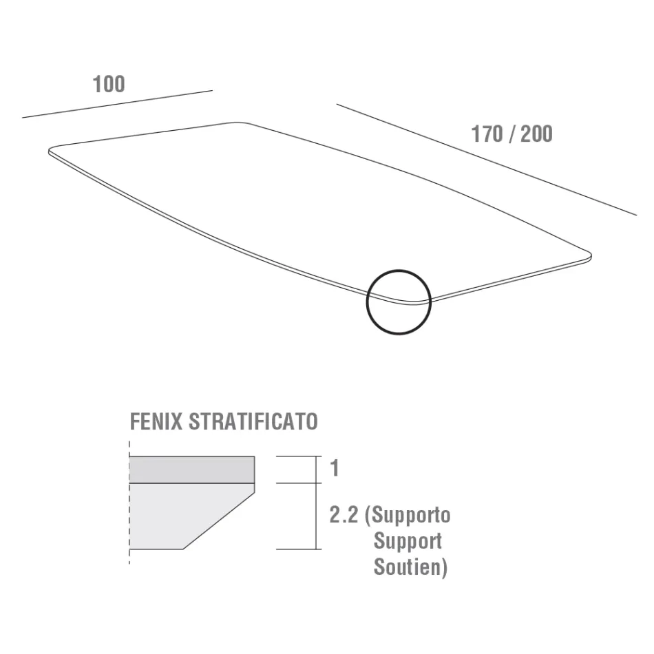 Keukentafel met tonblad in Fenix Made in Italy, luxe - Lingotto Viadurini