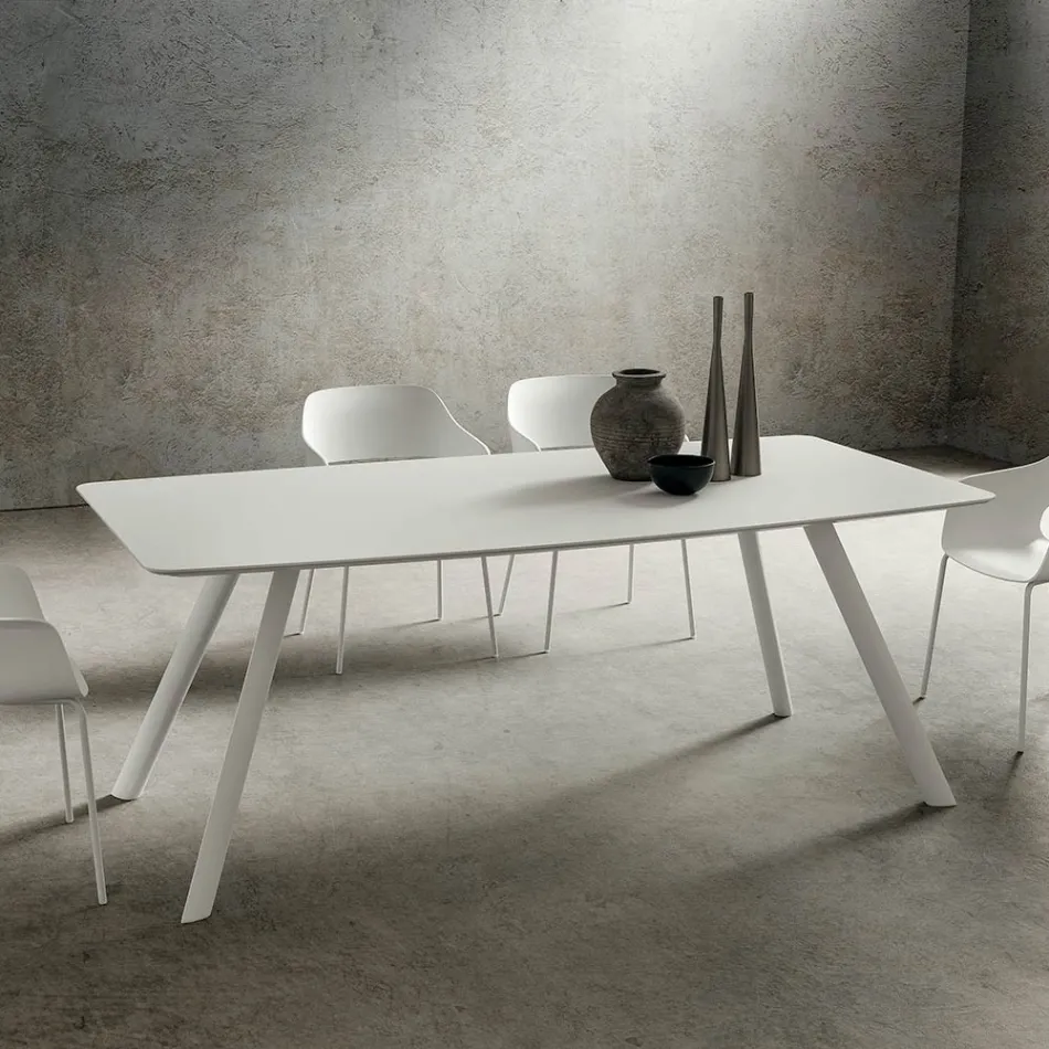 Keukentafel met tonblad in Fenix Made in Italy, luxe - Lingotto Viadurini