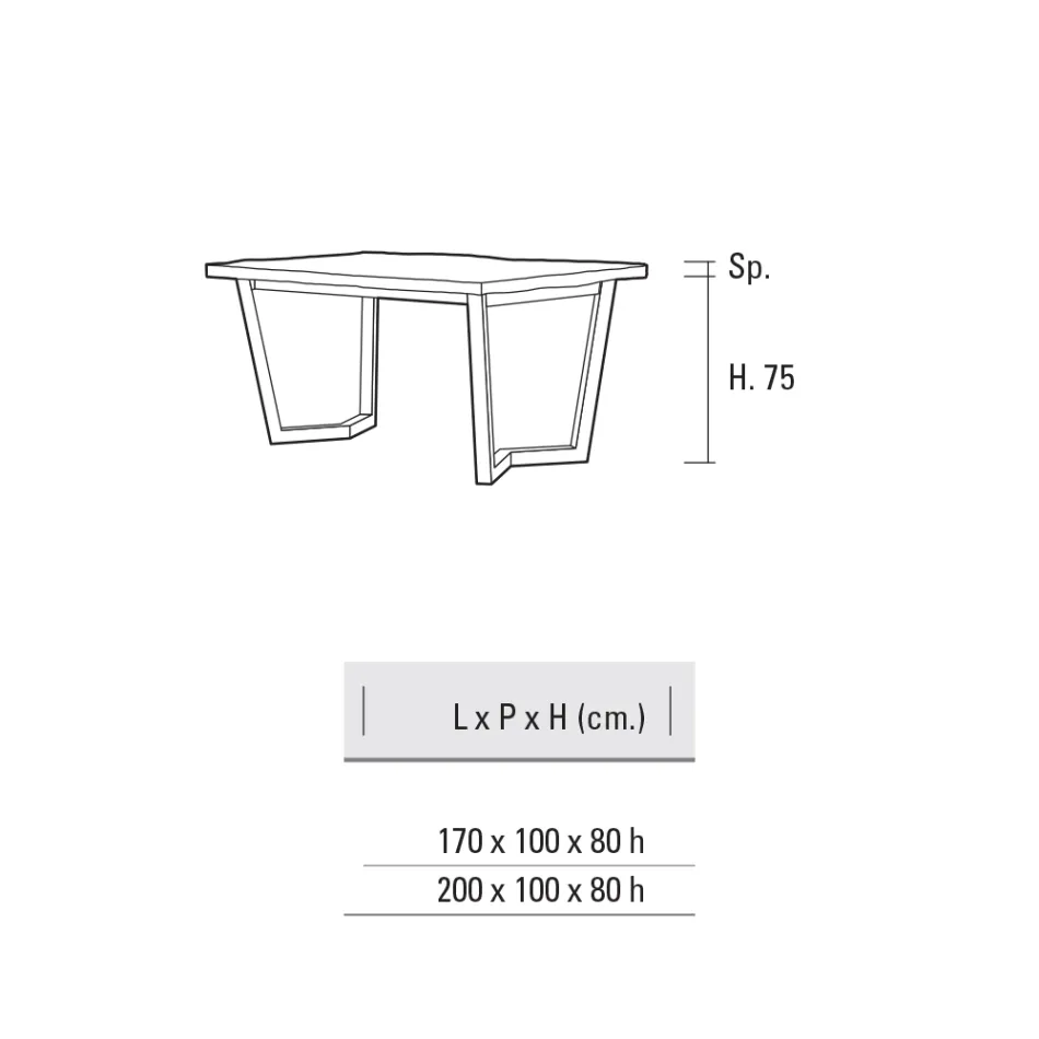 Vaste metalen keukentafel en houten blad Made in Italy - Bastiano Viadurini