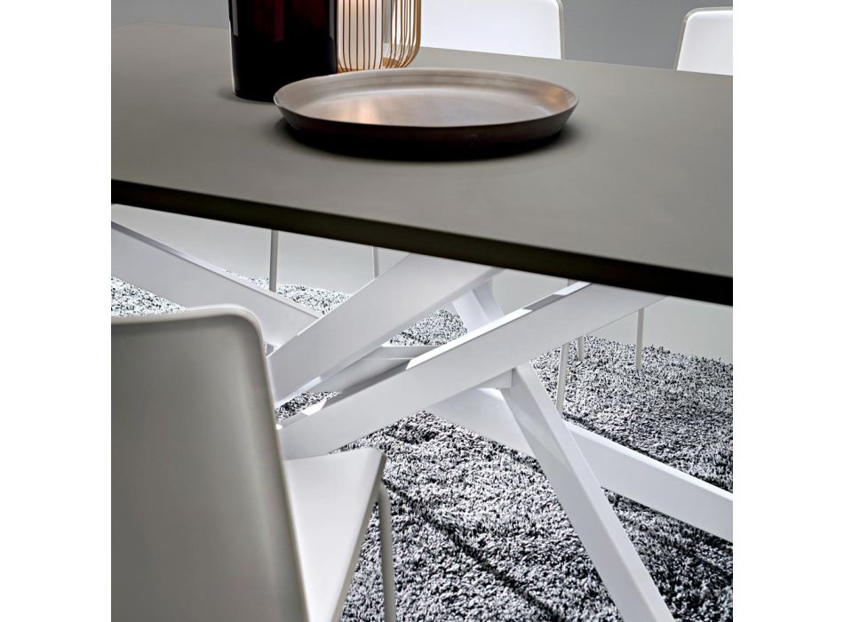 Gemaakt in Italië kwaliteit Fenix en wit metalen keukentafel - Carlino Viadurini