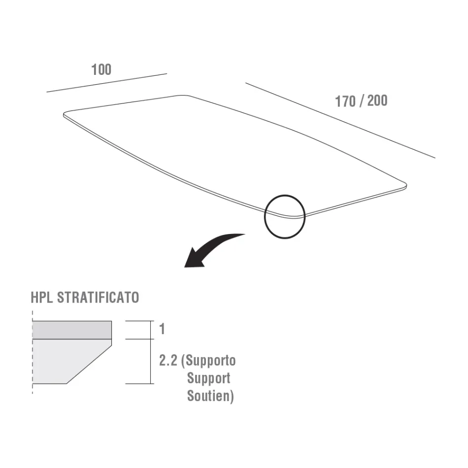 Hpl keukentafel met antraciet metalen onderstel Made in Italy - Aresto Viadurini
