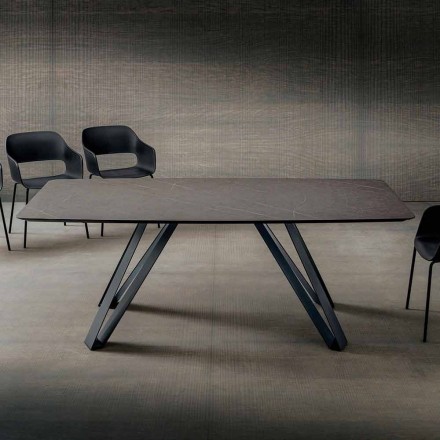 Hpl keukentafel met antraciet metalen onderstel Made in Italy - Aresto Viadurini