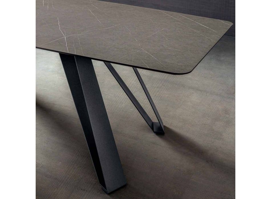 Hpl keukentafel met antraciet metalen onderstel Made in Italy - Aresto Viadurini