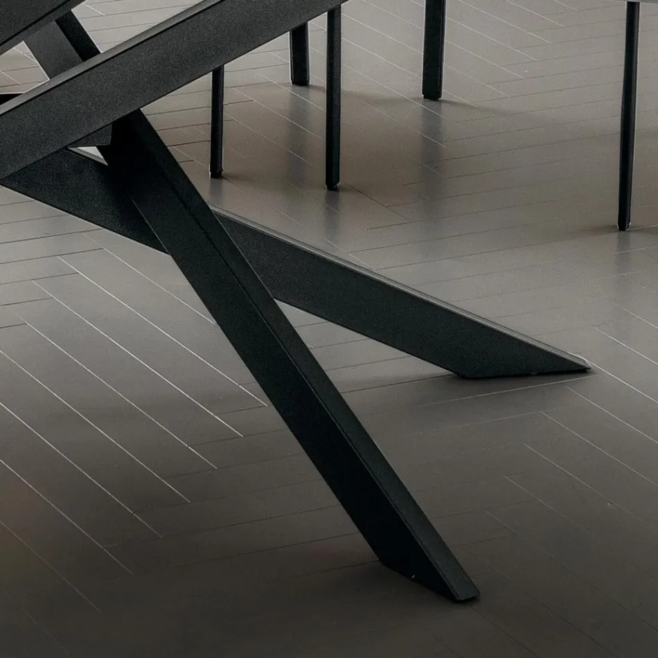 Keukentafel in Laminam met metalen structuur Made in Italy - Carlino Viadurini