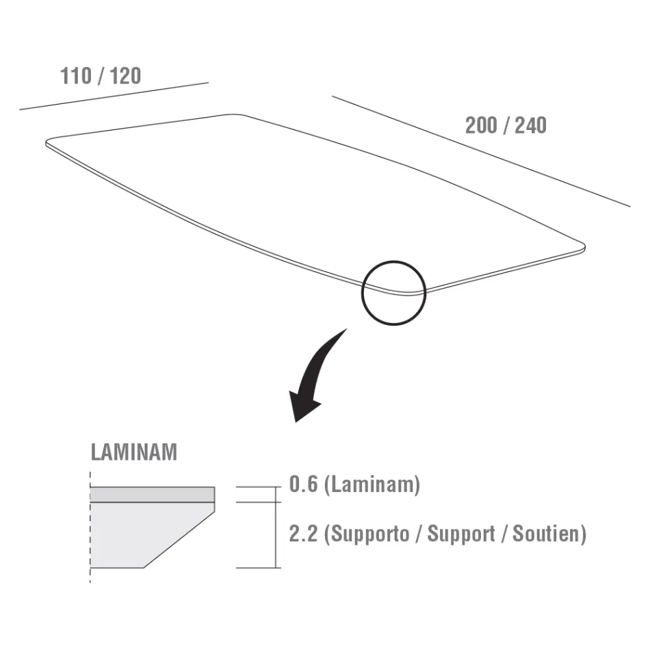 Keukentafel in Laminam met metalen structuur Made in Italy - Carlino Viadurini
