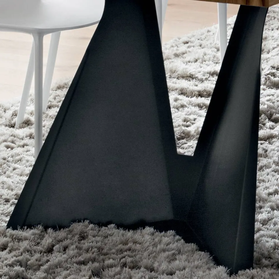 Keukentafel van hout en metaal, gemaakt in Italië, hoge kwaliteit - Dotto Viadurini