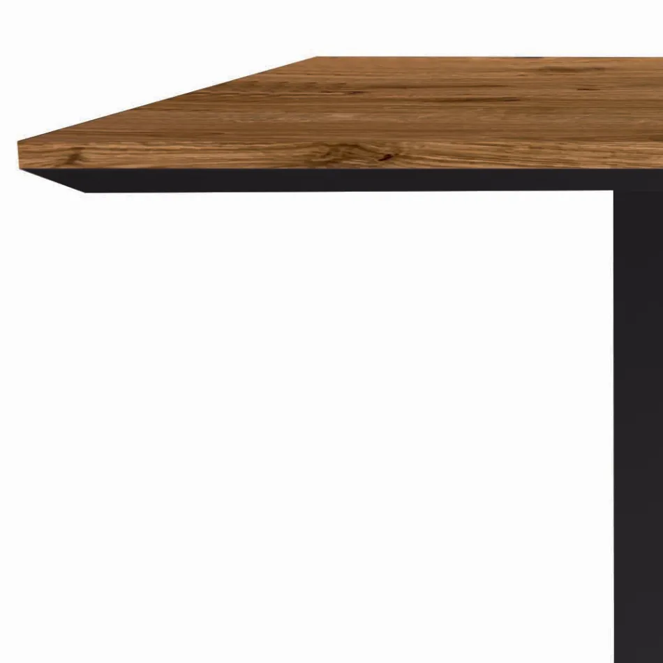 Massief houten keukentafel en ijzeren poten Made in Italy - Pegasus Viadurini