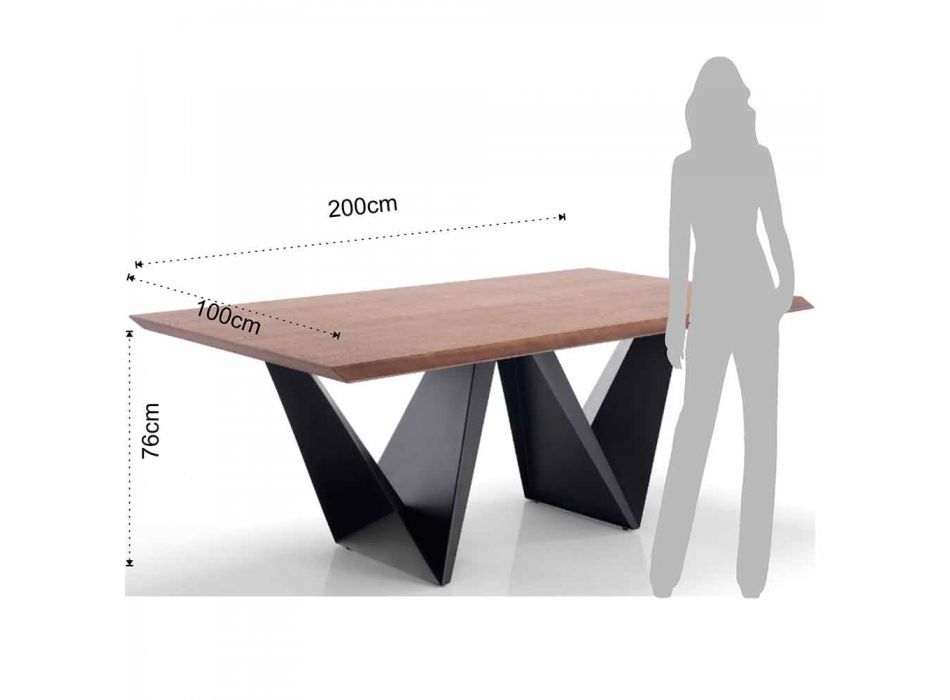 Moderne design keukentafel in MDF en metaal, Helene Viadurini