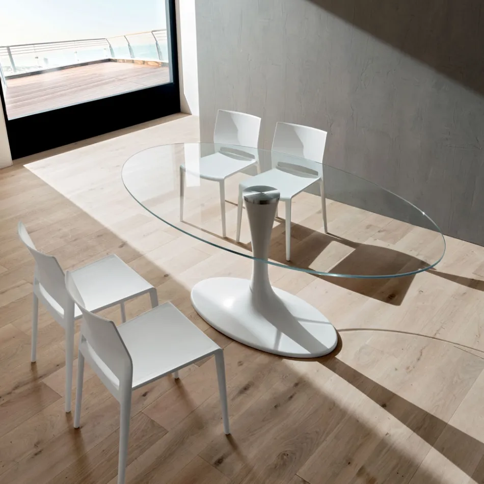 Luxe keukentafel van gehard glas en marmer Made in Italy - Brontolo Viadurini