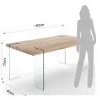 Moderne keukentafel met MDF-blad en glazen voet, Joey Viadurini