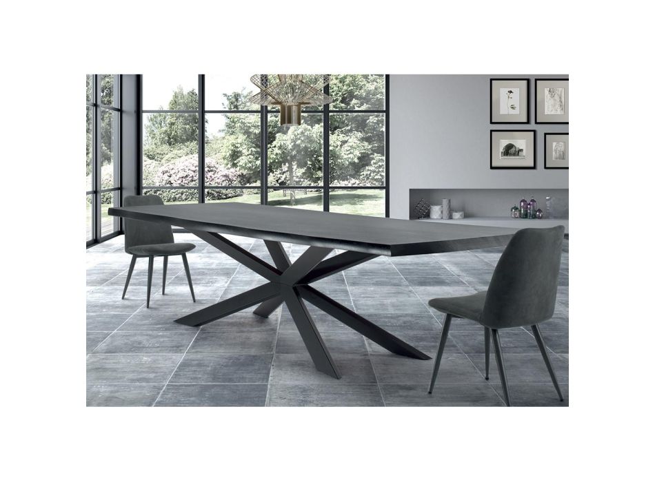Moderne keukentafel van gefineerd hout en staal Made in Italy - Grotta Viadurini