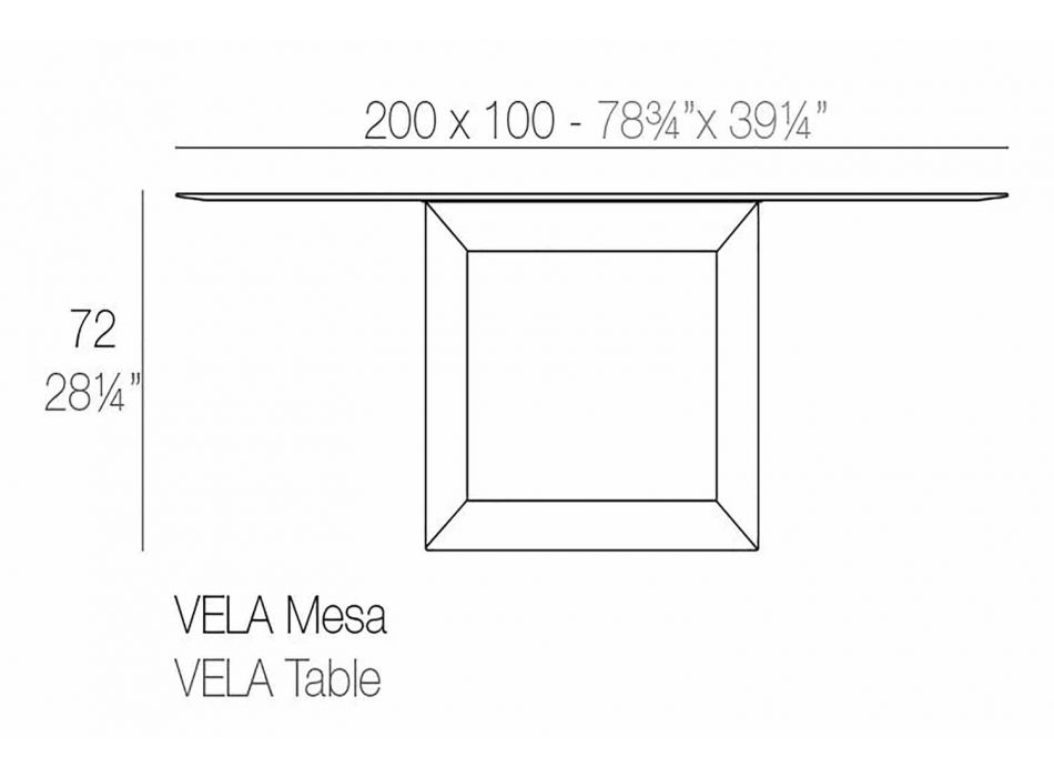 Buitentafel 200x100 cm Vela by Vondom, in polyethyleenhars Viadurini
