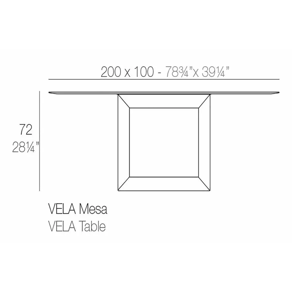 Buitentafel 200x100 cm Vela by Vondom, in polyethyleenhars Viadurini