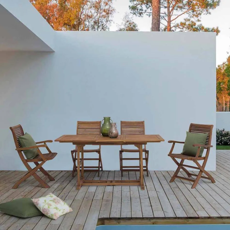 Uitschuifbare buitentafel tot 160 cm in acaciahout - Cloud Viadurini