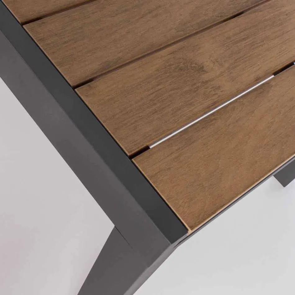 Uitschuifbare buitentafel tot 200 cm met blad in teak - Bobel Finish Viadurini