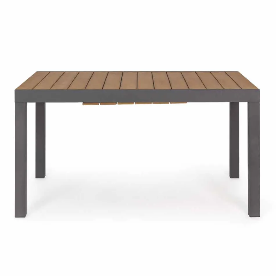 Uitschuifbare buitentafel tot 200 cm met blad in teak - Bobel Finish Viadurini