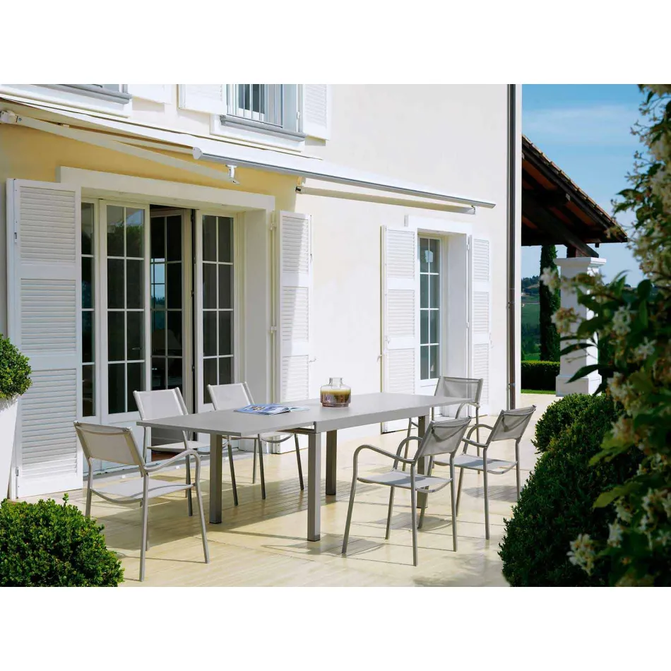 Uitschuifbare buitentafel tot 280 cm in metaal gemaakt in Italië - Dego Viadurini