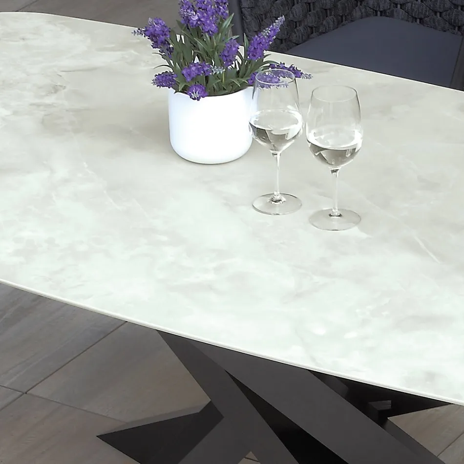 Buitentafel met aluminium onderstel en 12 mm gelamineerd HPL-blad - Zefiro Viadurini