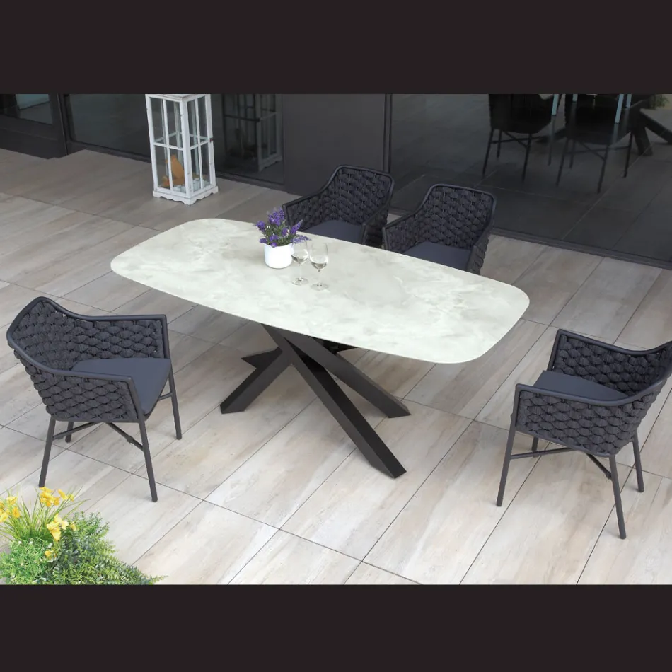 Buitentafel met aluminium onderstel en 12 mm gelamineerd HPL-blad - Zefiro Viadurini