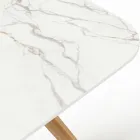 Buitentafel met houten onderstel en Calacatta Oro keramisch blad - Infinity Viadurini