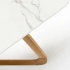 Buitentafel met houten onderstel en Calacatta Oro keramisch blad - Infinity Viadurini