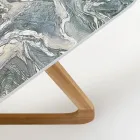 Buitentafel met houten onderstel en iconisch Ciprus-keramisch blad - Infinity Viadurini
