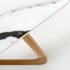 Buitentafel met Houten Onderstel en Keramisch Blad Panda Wit - Infinity Viadurini