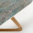 Buitentafel met houten onderstel en keramiek blad Santos - Infinity Viadurini