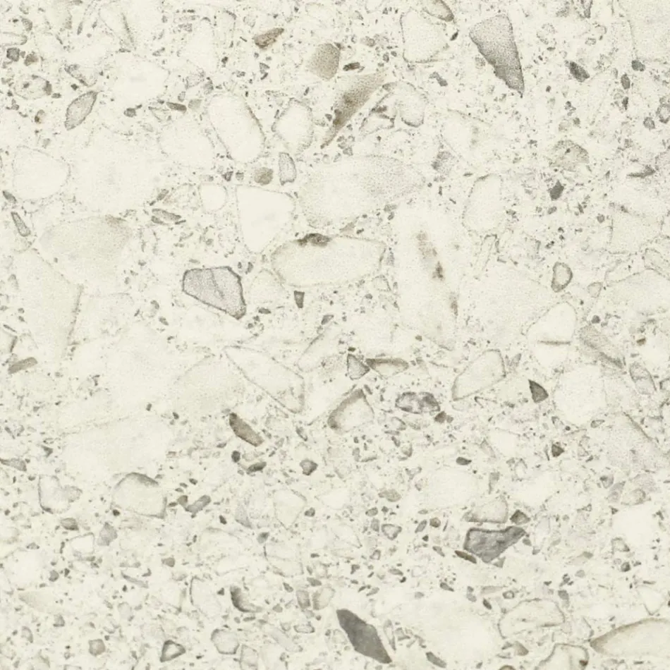 Buitentafel met houten onderstel en terrazzo wit keramiek blad - Infinity Viadurini