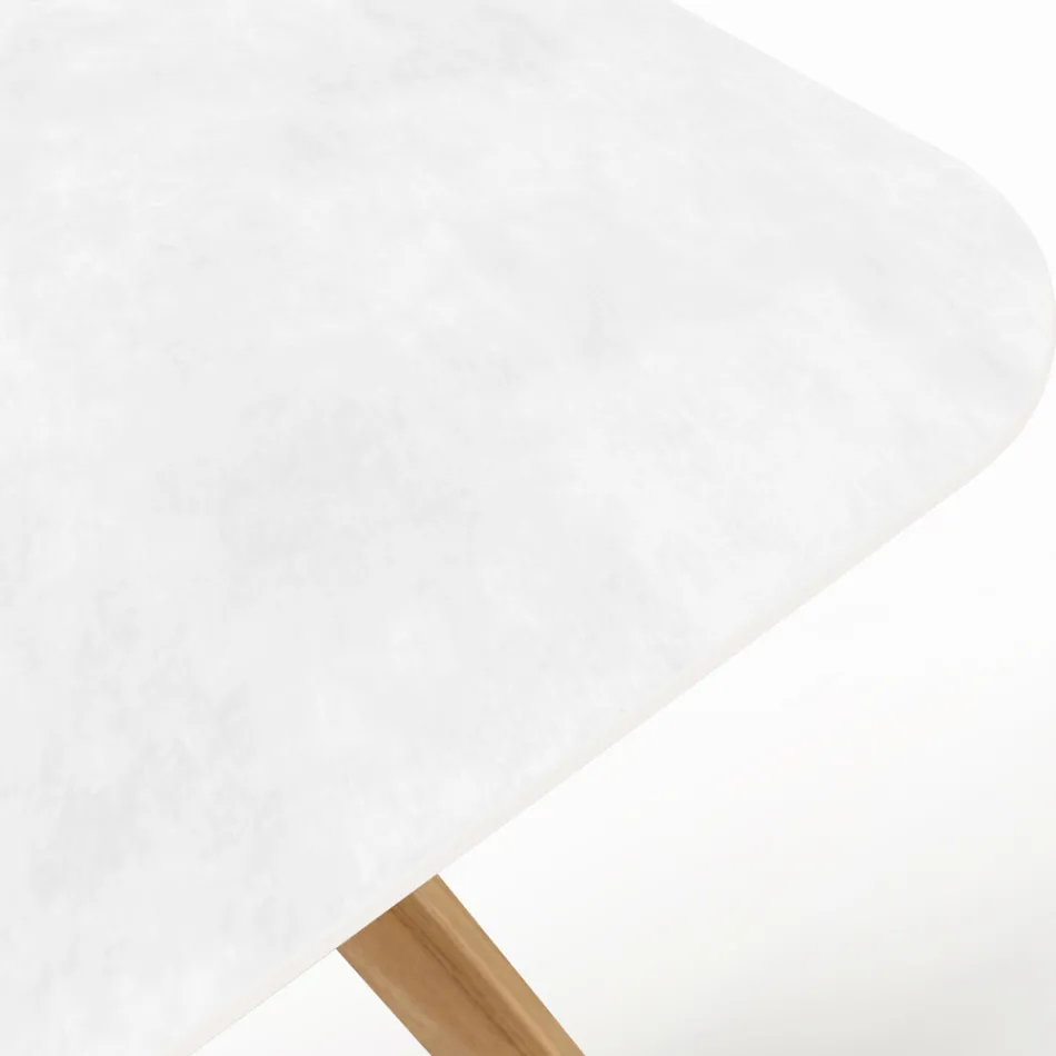 Buitentafel met houten onderstel en totaal wit keramiek blad - Infinity Viadurini