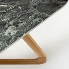 Buitentafel met houten onderstel en groen keramiek blad Frankrijk - Infinity Viadurini