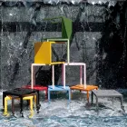 Buitentafel met gegalvaniseerde stalen structuur Made in Italy - Azul Viadurini