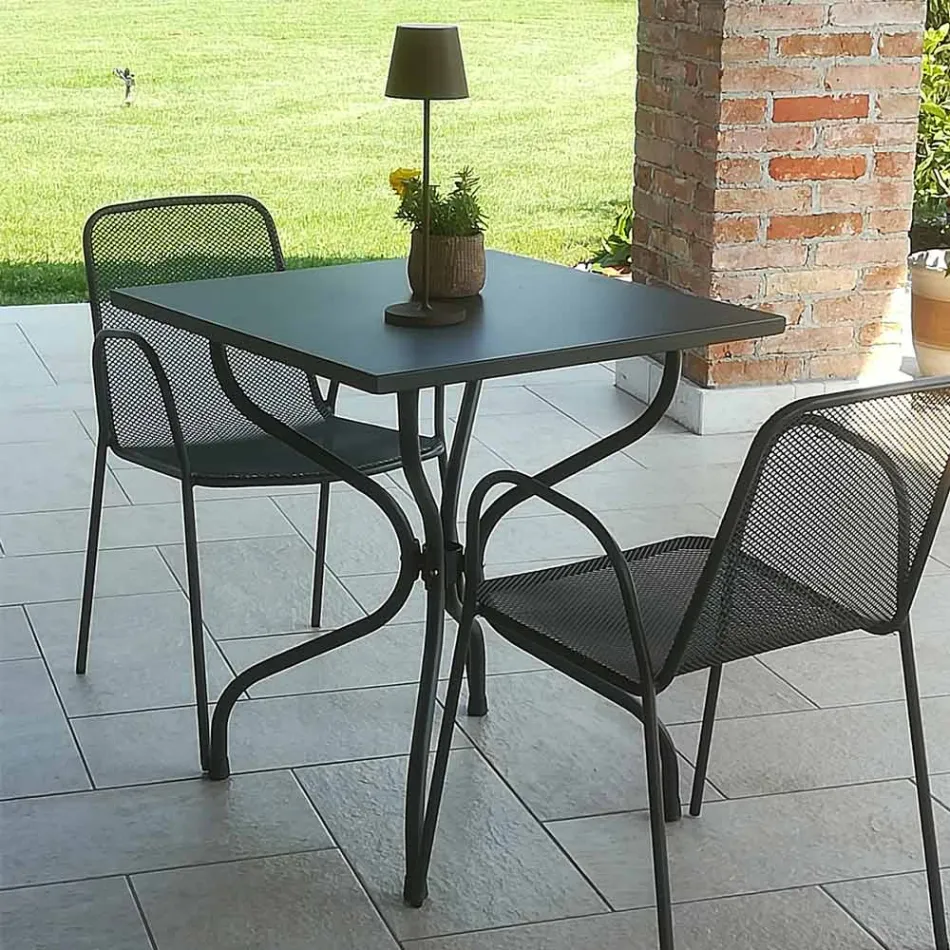 Lirion buitentafel van gelakt metaal, verkrijgbaar in twee maten, gemaakt in Italië. Viadurini