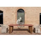 Buitentafel in okumè microcement en teakafwerking Made in Italy - potlood Viadurini