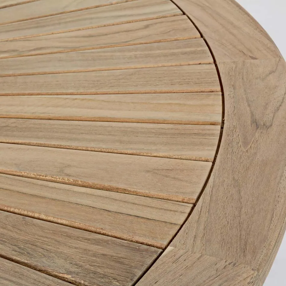 Outdoor teakhouten tafel met draaibaar centraal blad, Homemotion - Dimitris Viadurini