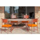 Travertin buitentafel met mozaïek inzetstukken Made in Italy - Elegant Viadurini