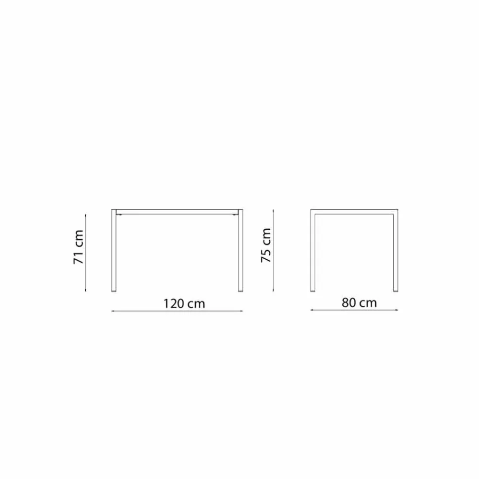 Zelfnivellerende rechthoekige metalen buitentafel gemaakt in Italië - Binda Viadurini