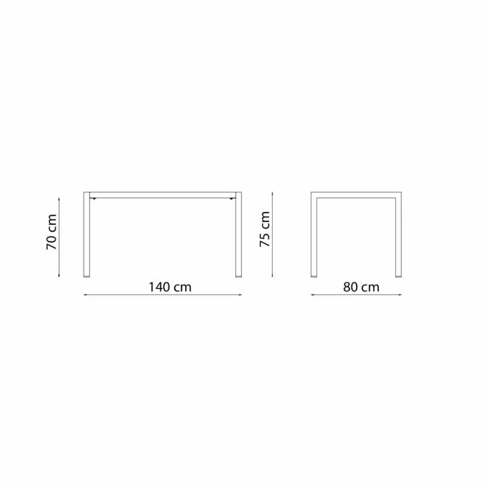 Zelfnivellerende rechthoekige metalen buitentafel gemaakt in Italië - Binda Viadurini