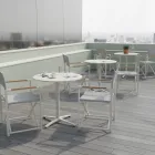 Ronde Buitentafel Diameter 75 cm in Beige Aluminium - Brisea Viadurini