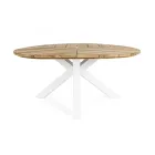 Ronde teakhouten buitentafel met aluminium onderstel, Homemotion - Selenia Viadurini