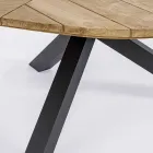 Ronde teakhouten buitentafel met aluminium onderstel, Homemotion - Selenia Viadurini