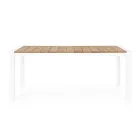 Tuintafel 180x90 cm met aluminium onderstel en teakhouten blad - Mean Viadurini