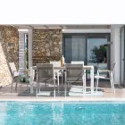 Tuintafel 180x90 cm met aluminium onderstel en teakhouten blad - Mean Viadurini