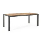Tuintafel 180x90 cm met aluminium onderstel en teakhouten blad - Mean Viadurini