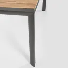 Tuintafel 180x90 cm met aluminium onderstel en teakhouten blad - Mean Viadurini