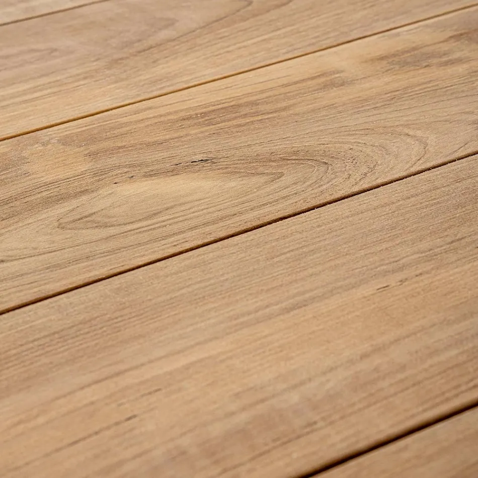 Tuintafel 180x90 cm met aluminium onderstel en teakhouten blad - Mean Viadurini