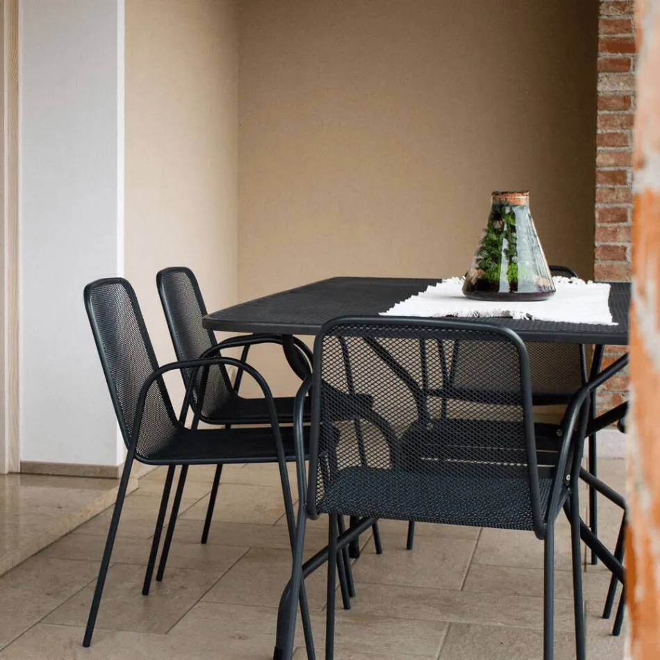 180 cm metalen tuintafel met gaas, gemaakt in Italië - Lirion Viadurini